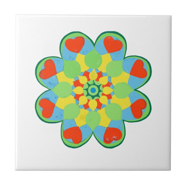 Heart Mandala Watercolor Tile (Front)