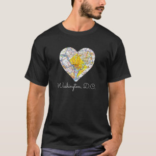 Heart Map of Washington DC City Street Vacation So T-Shirt
