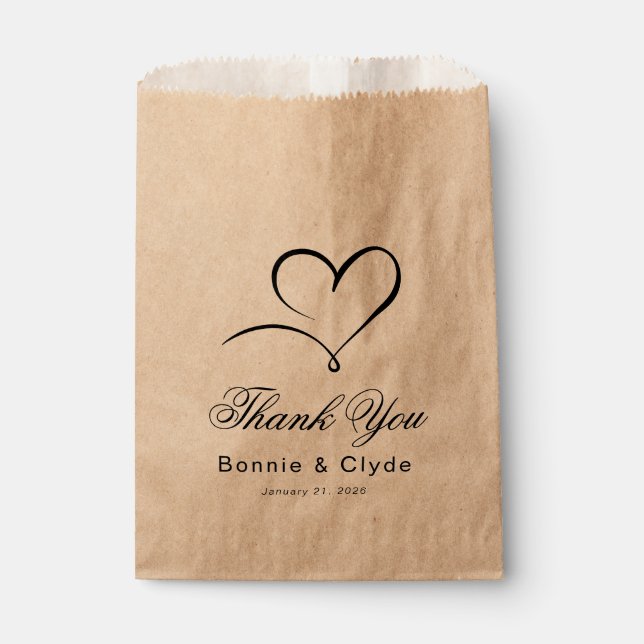 Heart Mark Elegant Wedding Guest Thank You Favour Bags (Front)