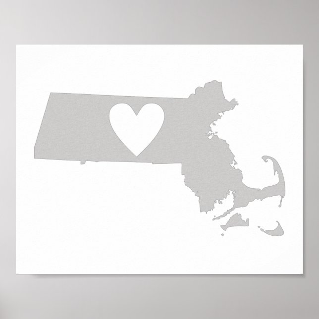 Heart Massachusetts state silhouette Poster (Front)