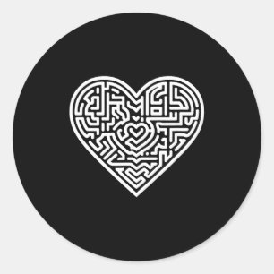Heart Maze Valentine's Classic Round Sticker