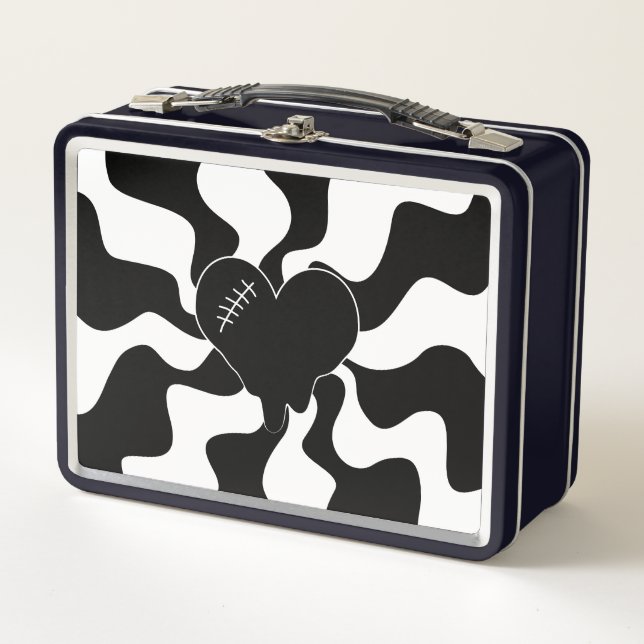Heart Melt in Black and White Metal Lunch Box (Front)
