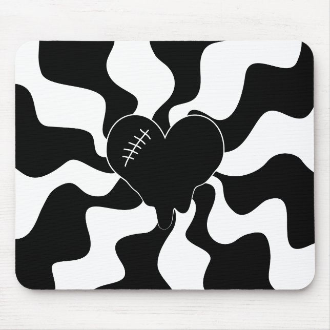 Heart Melt in Black and White Mouse Mat (Front)