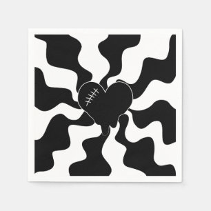 Heart Melt in Black and White Napkin