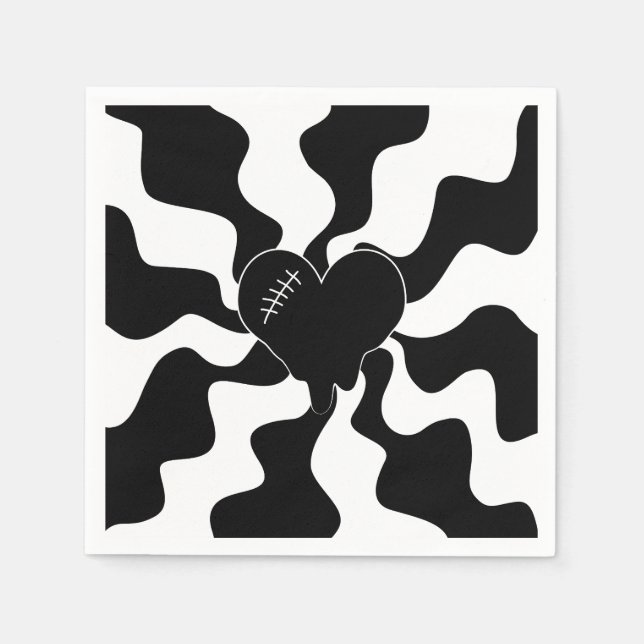 Heart Melt in Black and White Napkin (Front)