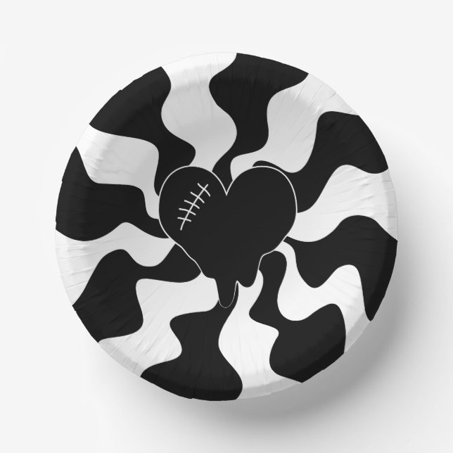 Heart Melt in Black and White Paper Plate (Front)