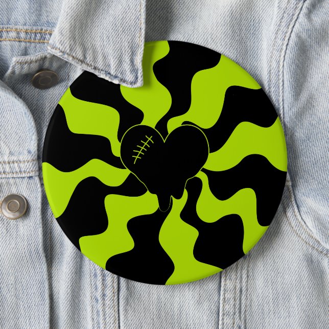 Heart Melt - Lime Green 6 Cm Round Badge (In Situ)