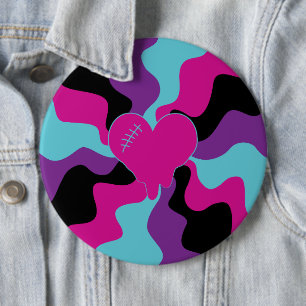 Heart Melt - Pink, Purple, Blue and Black  6 Cm Round Badge