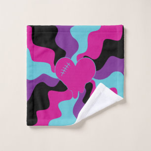 Heart Melt - Pink, Purple, Blue and Black Bath Towel Set