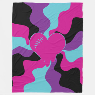 Heart Melt - Pink, Purple, Blue and Black  Fleece Blanket