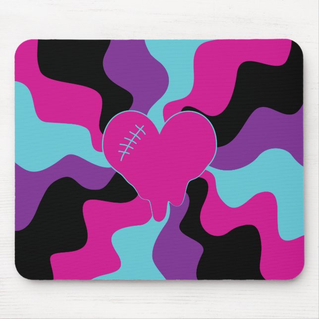 Heart Melt - Pink, Purple, Blue and Black  Mouse Mat (Front)