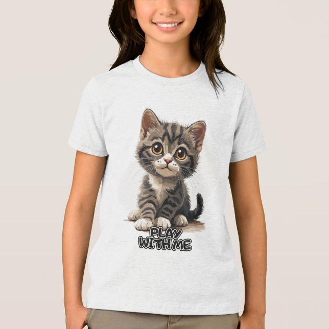 Heart-Melting Kitten Tri-Blend Shirt (Front)