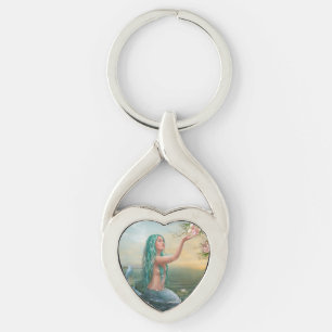 Heart Metal Keychain Mermaid Ariel