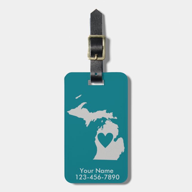 Heart Michigan State Custom Luggage Tag (Front Vertical)