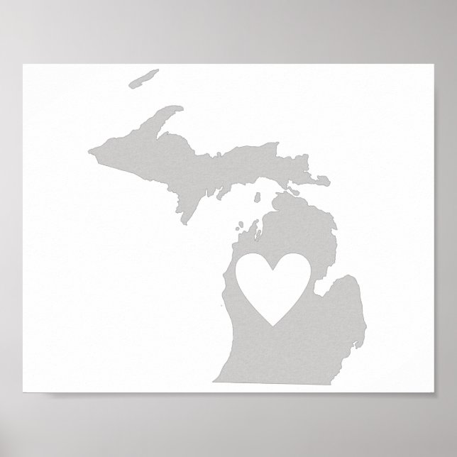 Heart Michigan state silhouette Poster (Front)
