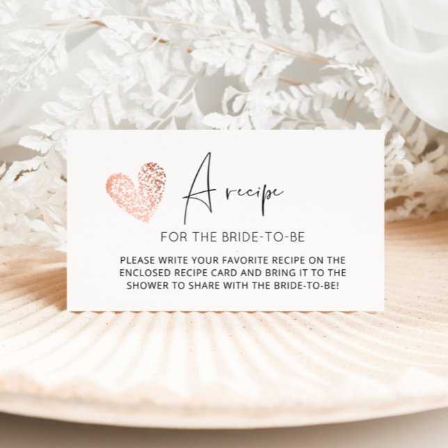 Heart minimalist recipe for the bride to be enclosure card (Creator Uploaded)