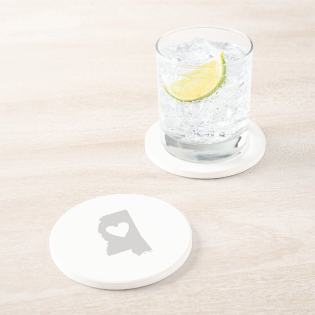 Heart Mississippi state silhouette Coaster (Side)