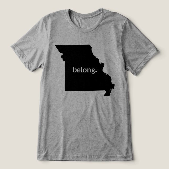 Heart Missouri Belong State Map Tri-Blend Shirt (Design Front)