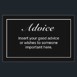 Heart Modern Minimalist Black Wedding Advice Card<br><div class="desc">Wedding advice card. Stylish modern minimal black white design with thin black frame. 
More items are available in this style in our store. You can edit the design further,  change background colour,  fonts and add extra text by clicking "customise further" link.</div>