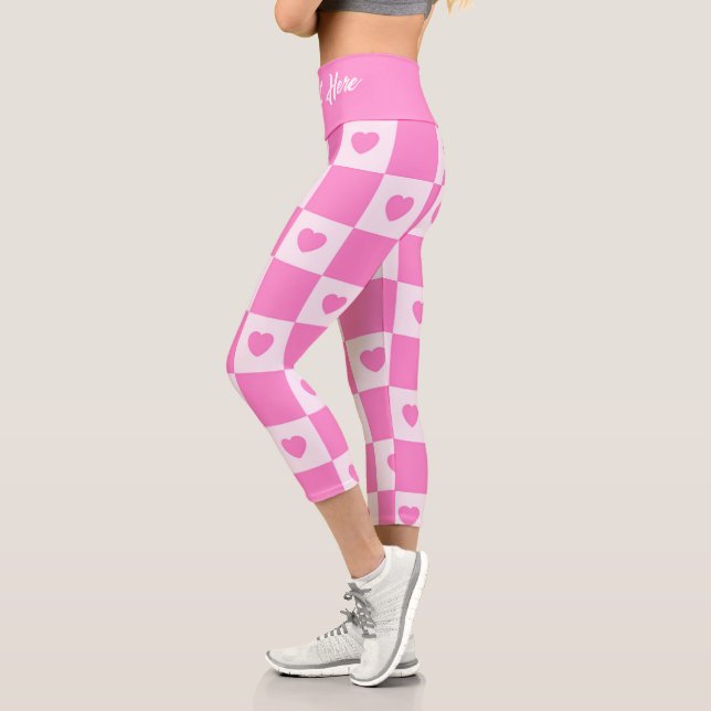 Heart Modern Pink Love Collection Capri Leggings (Left)