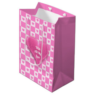 Heart Modern Pink Love Collection Medium Gift Bag