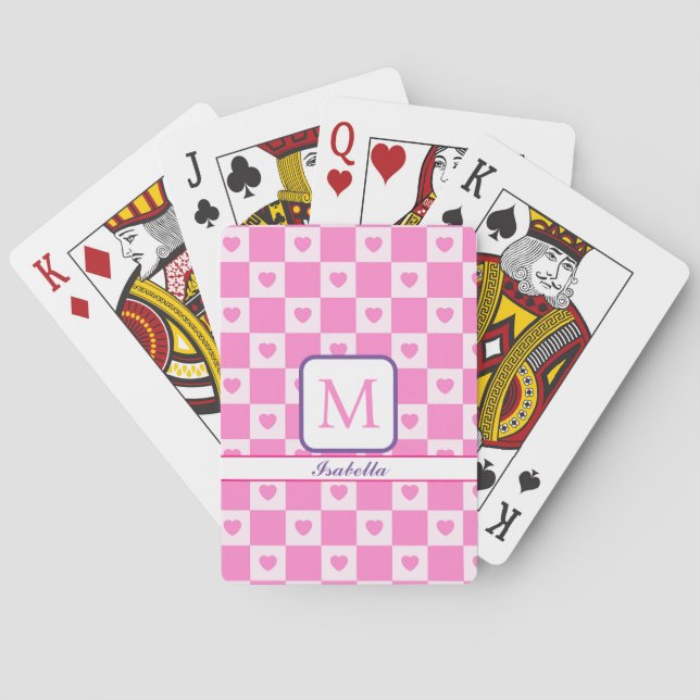 Heart Modern Pink Love Collection Playing Cards (Back)