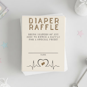 Heart Monitor Brown Baby Shower Diaper Raffle Enclosure Card