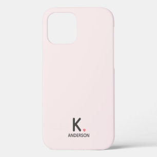 Heart Monogram Blush Pink Girly Cute Feminine iPhone 12 Case