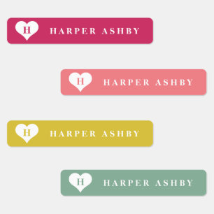 Heart Monogram Colourful Waterproof Name