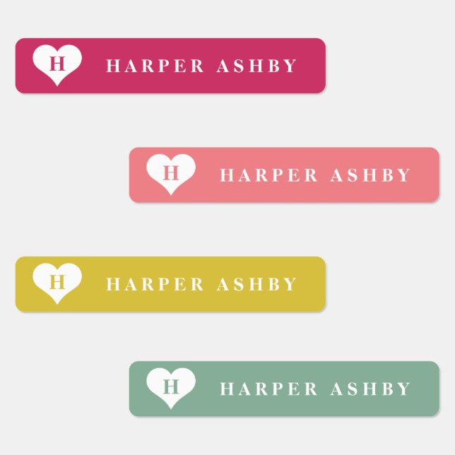 Heart Monogram Colourful Waterproof Name (Group)