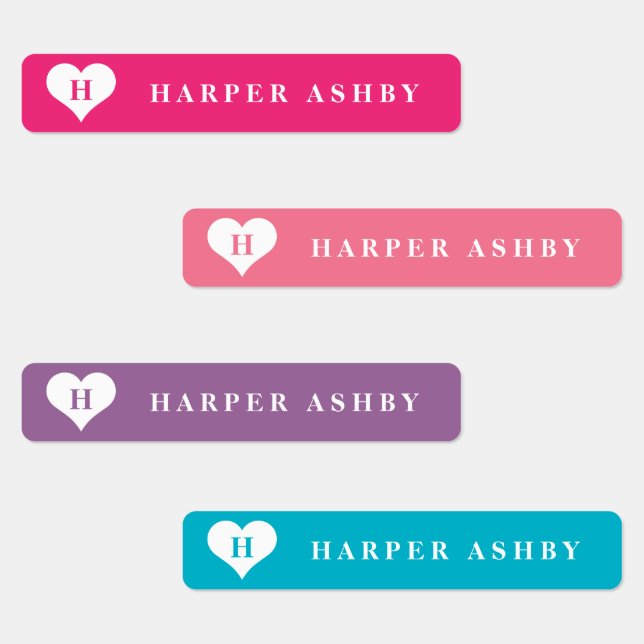 Heart Monogram Colourful Waterproof Name (Group)