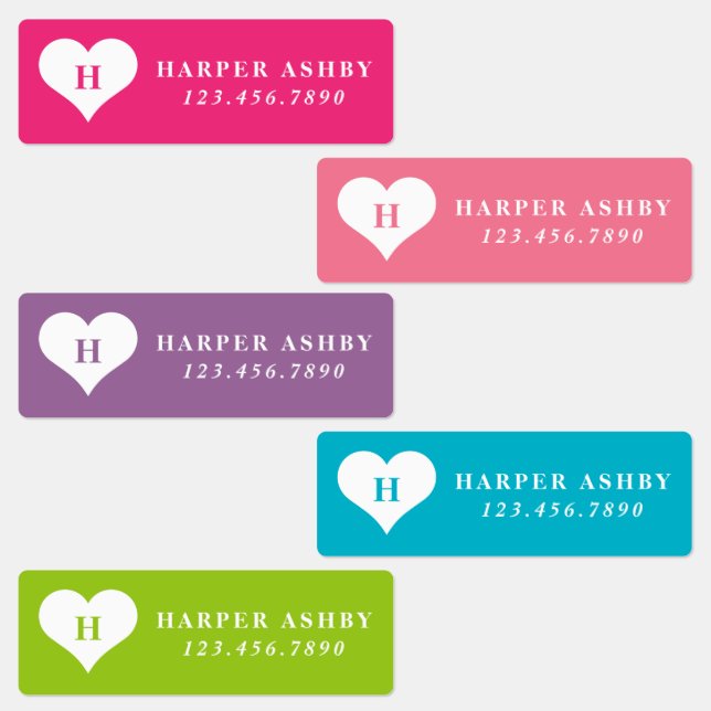 Heart Monogram Colourful Waterproof Name (Group)