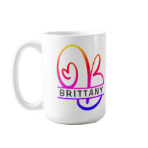 Heart Monogram Custom Coffee Mugs - Letter B