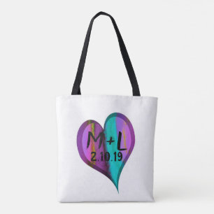 heart monogram custom personalised  tote bag