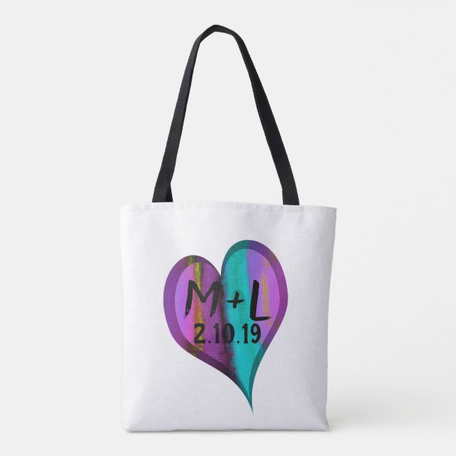 heart monogram custom personalised  tote bag (Back)