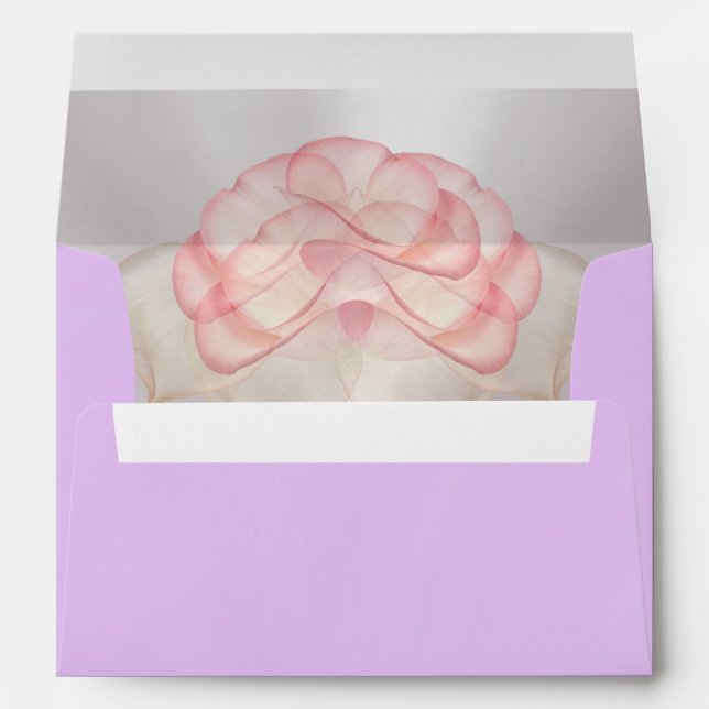 Heart Monogram & Flower - Lavender/Gold Wedding Envelope (Back (Bottom))
