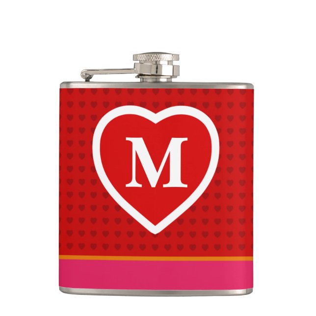 Heart Monogram Hip Flask (Front)