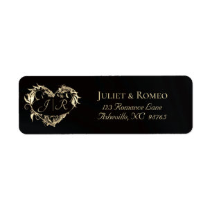 Heart Monogram Return Address - Black