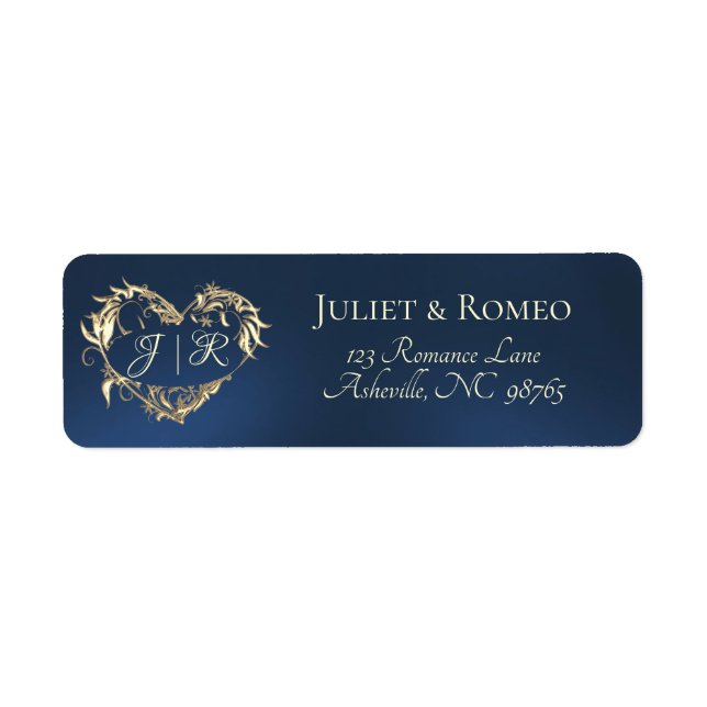 Heart Monogram Return Address - Blue (Front)