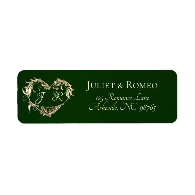 Heart Monogram Return Address - Emerald (Front)