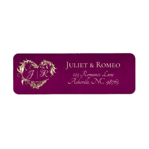 Heart Monogram Return Address - Plum