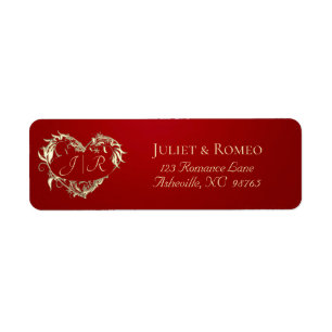 Heart Monogram Return Address - Red