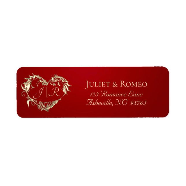 Heart Monogram Return Address - Red (Front)