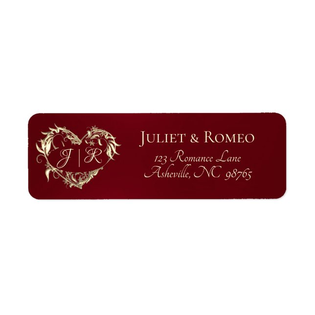 Heart Monogram Return Address - Red (Front)
