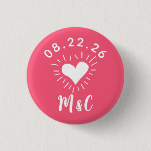 Heart Monogram Wedding 3 Cm Round Badge
