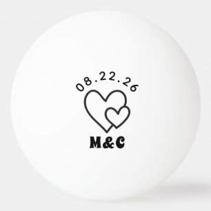 Heart Monogram Wedding Ping Pong Ball