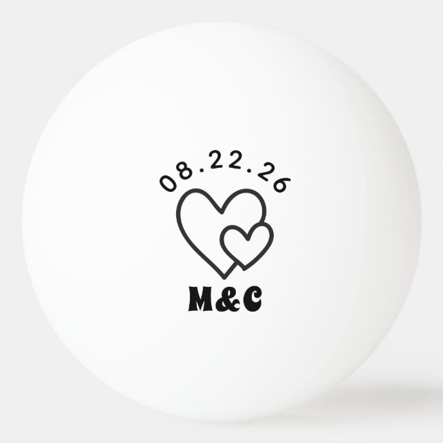 Heart Monogram Wedding Ping Pong Ball (Front)