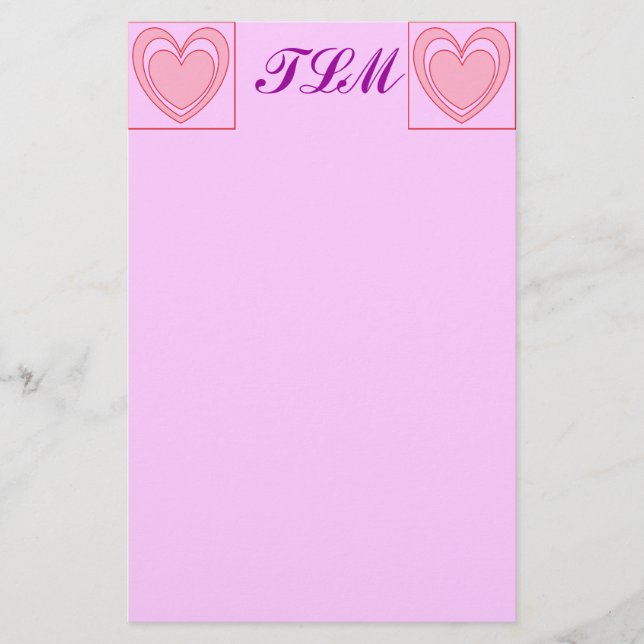 Heart Monogrammed Stationery (Front)