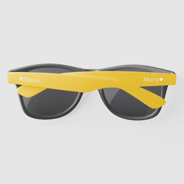 Heart Monogrammed Yellow Black Name Sunglasses (Back)