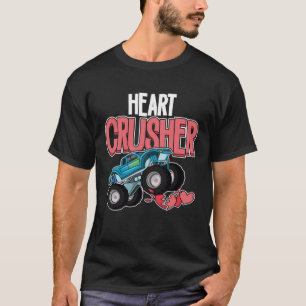 Heart Monster Truck Crusher Funny Valentine's Day  T-Shirt